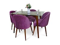 RABHÉ JUEGO DE COMEDOR AGNES 04 SILLAS - MORADO